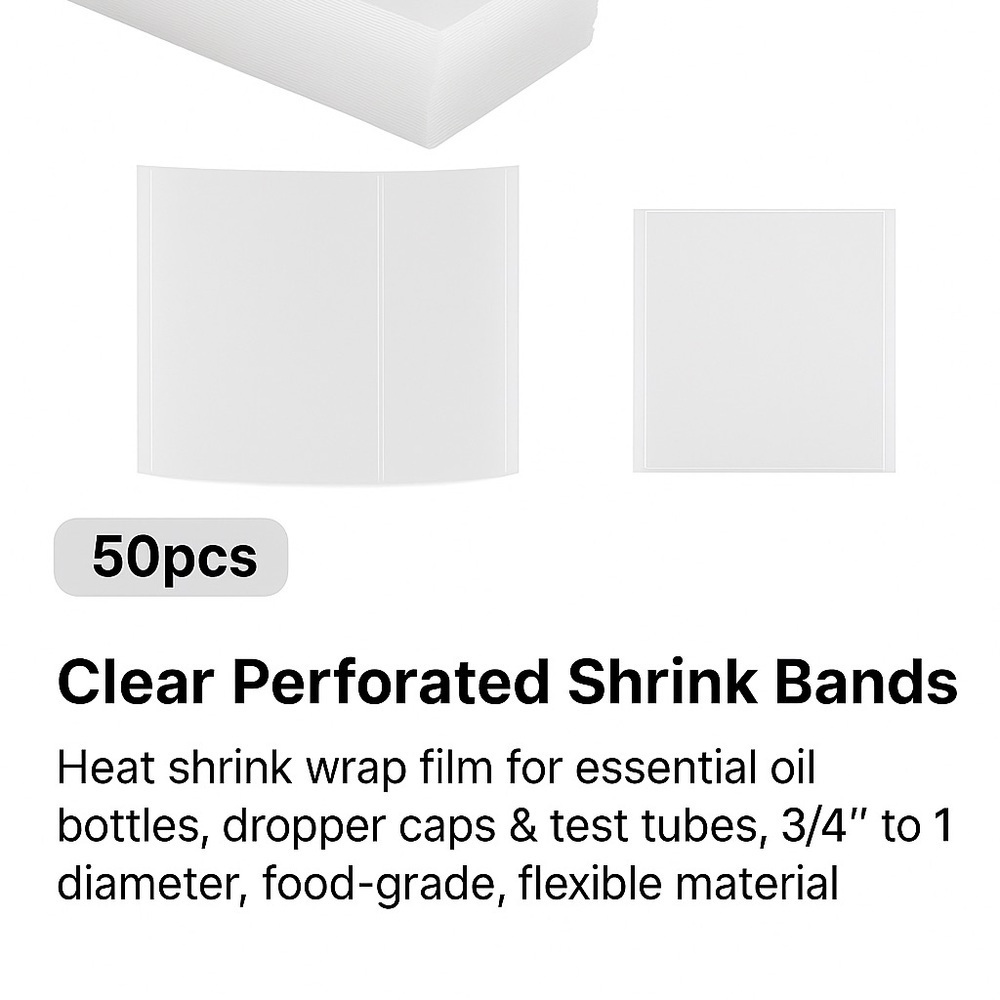 Transparent Shrink Bands for dropped caps and test tubes - 50 Pack